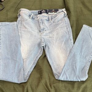 Hollister Women's Skinny Jeans in Soft Blue